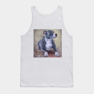 Loose Painting of a Gray Pit Bull Tank Top